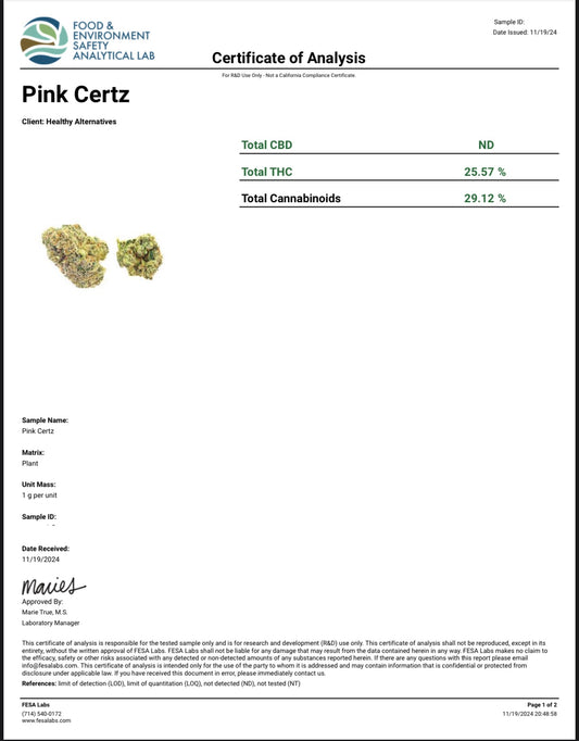 Pink Certz AAA Exotic THCA
